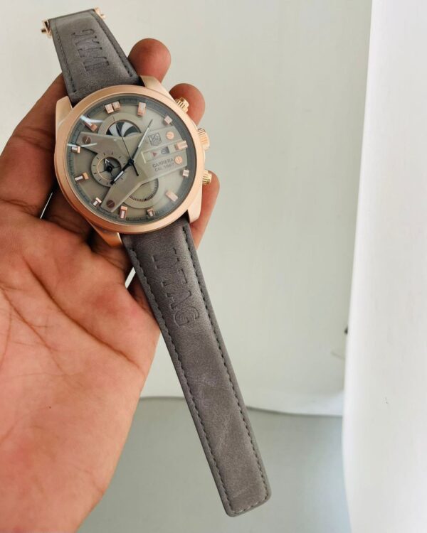 Tagheuer Grey Leather Strap Watch