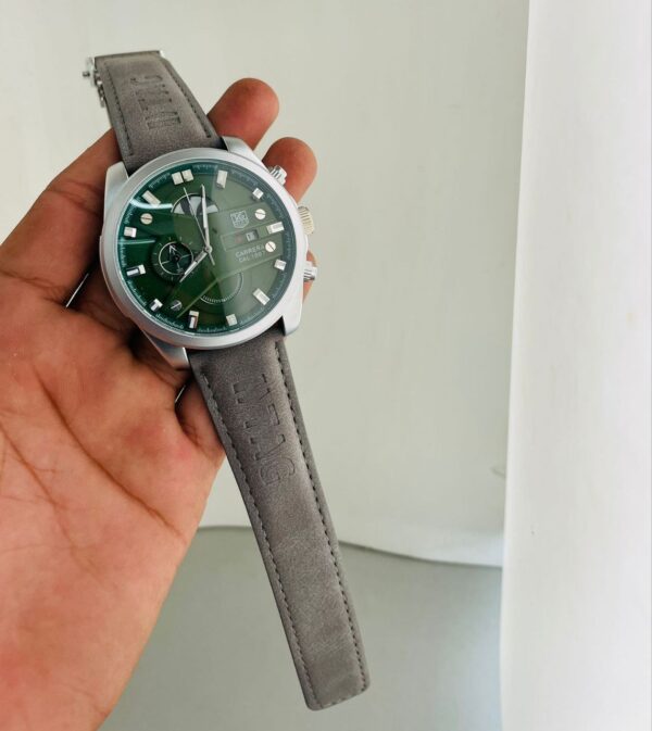 Tagheuer Grey Leather Strap Watch