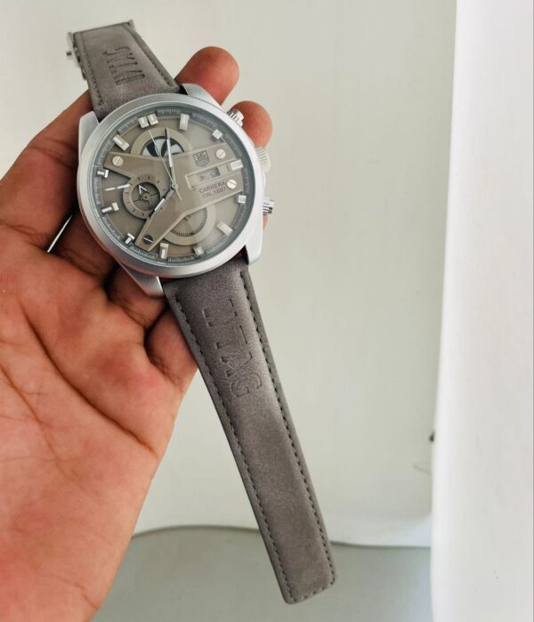 Tagheuer Grey Leather Strap Watch