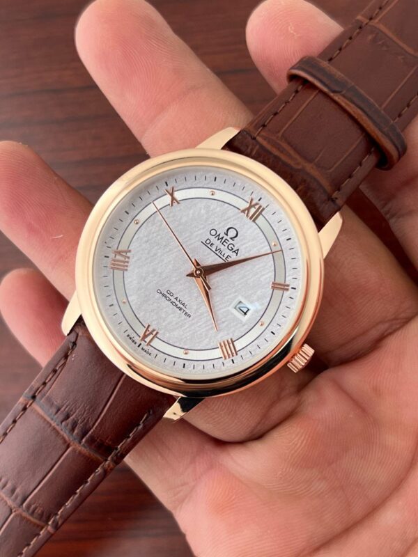 Omega Slim Brown Leather Strap Watch