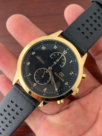 Tommy Hilfiger Black Leather Strap Watch