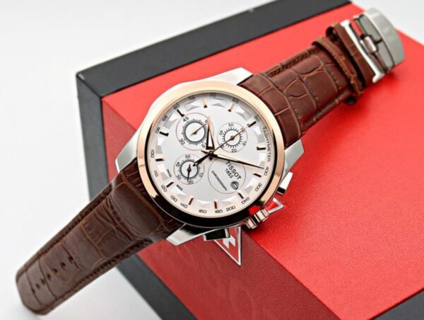 Tissot Chrono Working Brown Leather Strap Watch 1