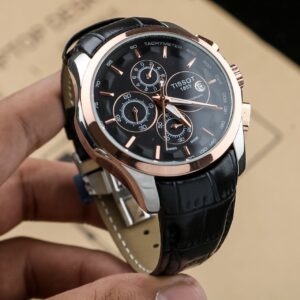 Tissot Chrono Working Black Leather Strap Watch 2